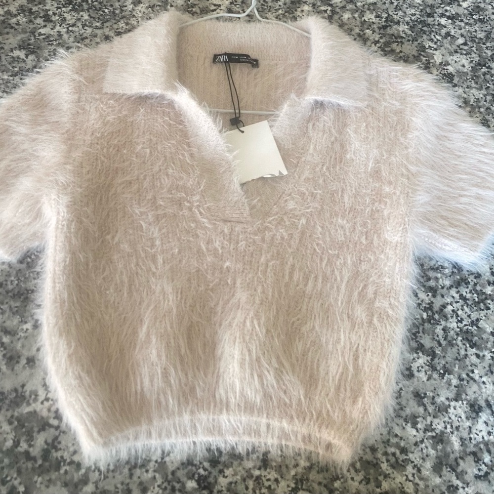 NWT ZARA faux fur polo shirt - Picture 12 of 14
